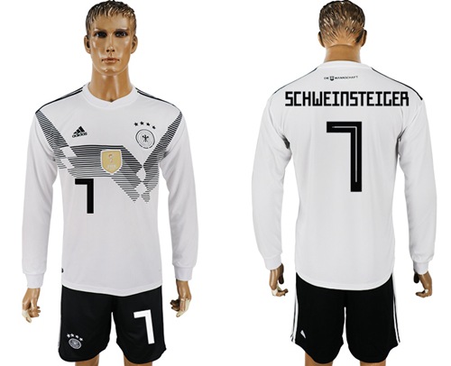 Germany #7 Schweinsteiger White Home Long Sleeves Soccer Country Jersey - Click Image to Close